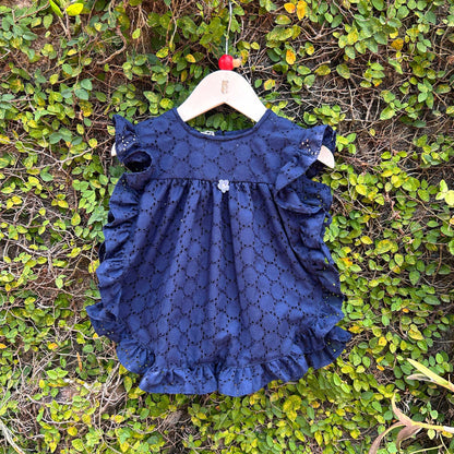 Whimsical Eyelet Apron Baby Dress