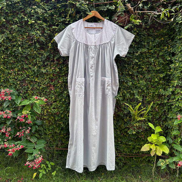 Chic Grey Cotton Nightwear for Nursing Moms