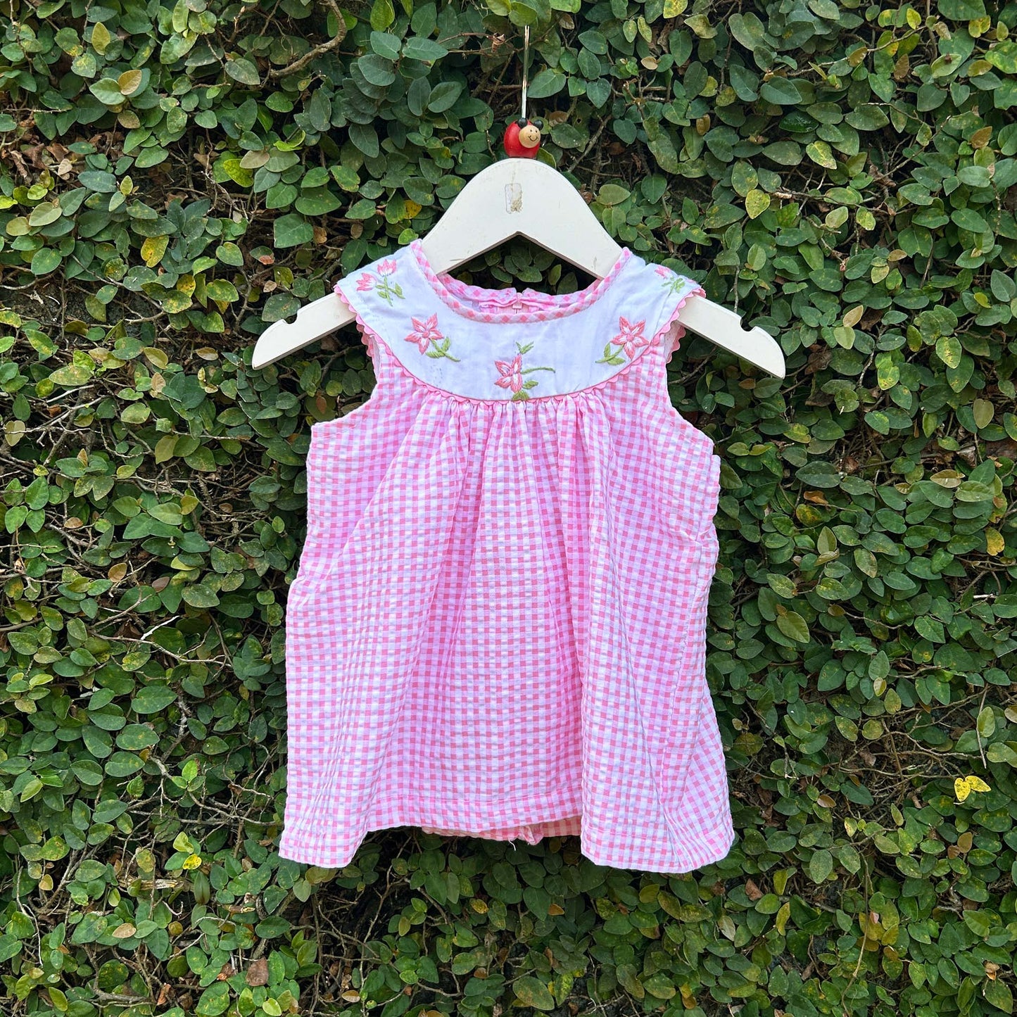 Comfy Gingham Dress with Floral Embroidery