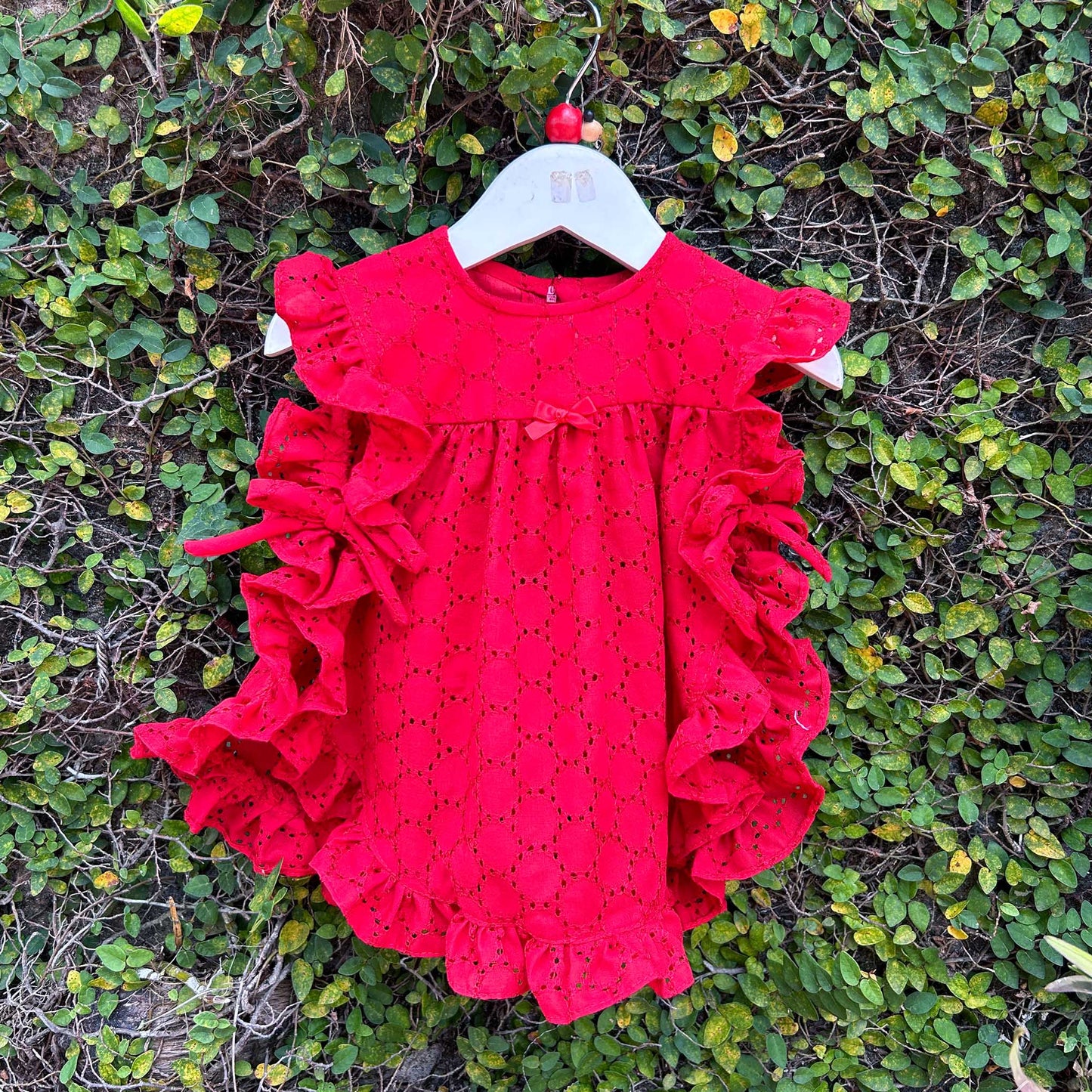 Whimsical Eyelet Apron Baby Dress