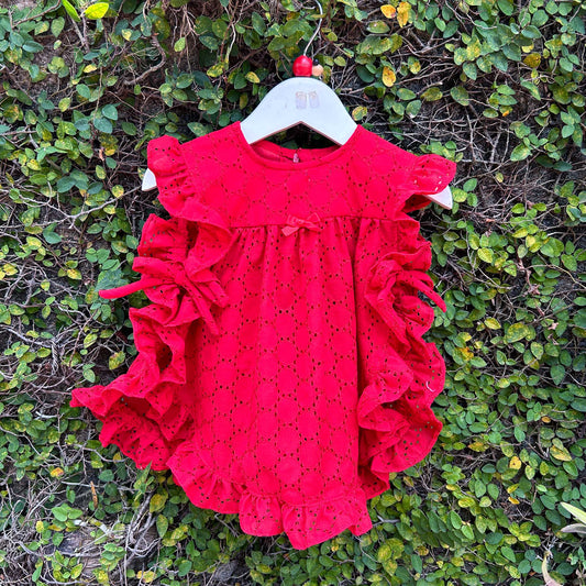 Whimsical Eyelet Apron Baby Dress