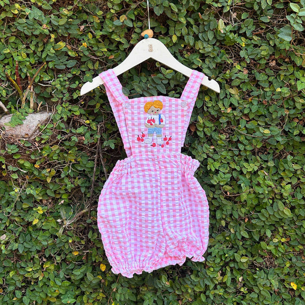 embroidered gingham delight romper