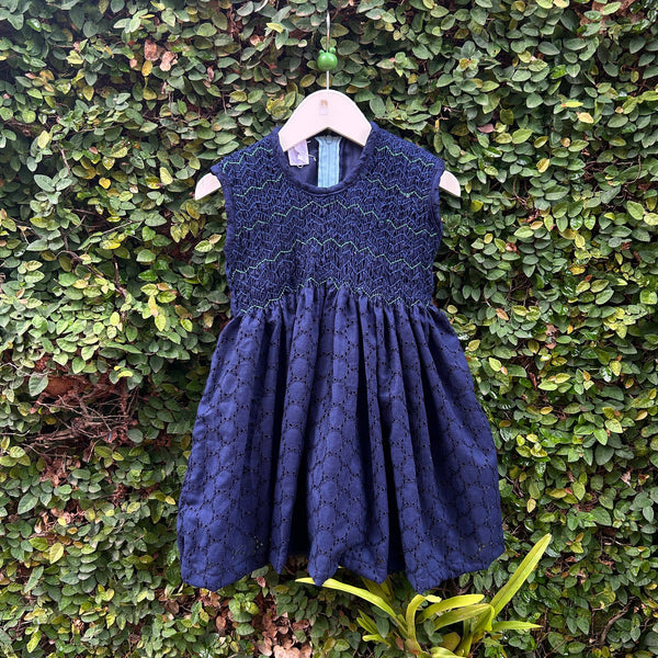 smocked eyelet fabric dress