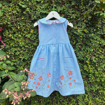 Charming Gingham Seersucker Summer Dress
