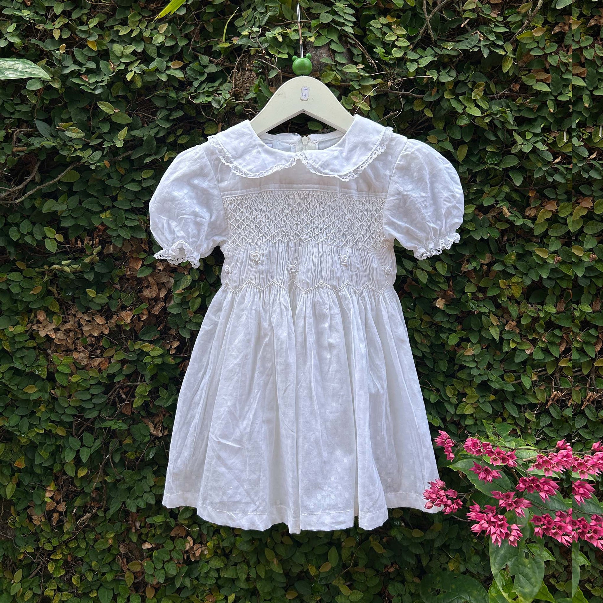 Smocked Peter Pan Collared White Baby Dress – Tara Baby Shop