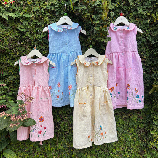 Charming Gingham Seersucker Summer Dress