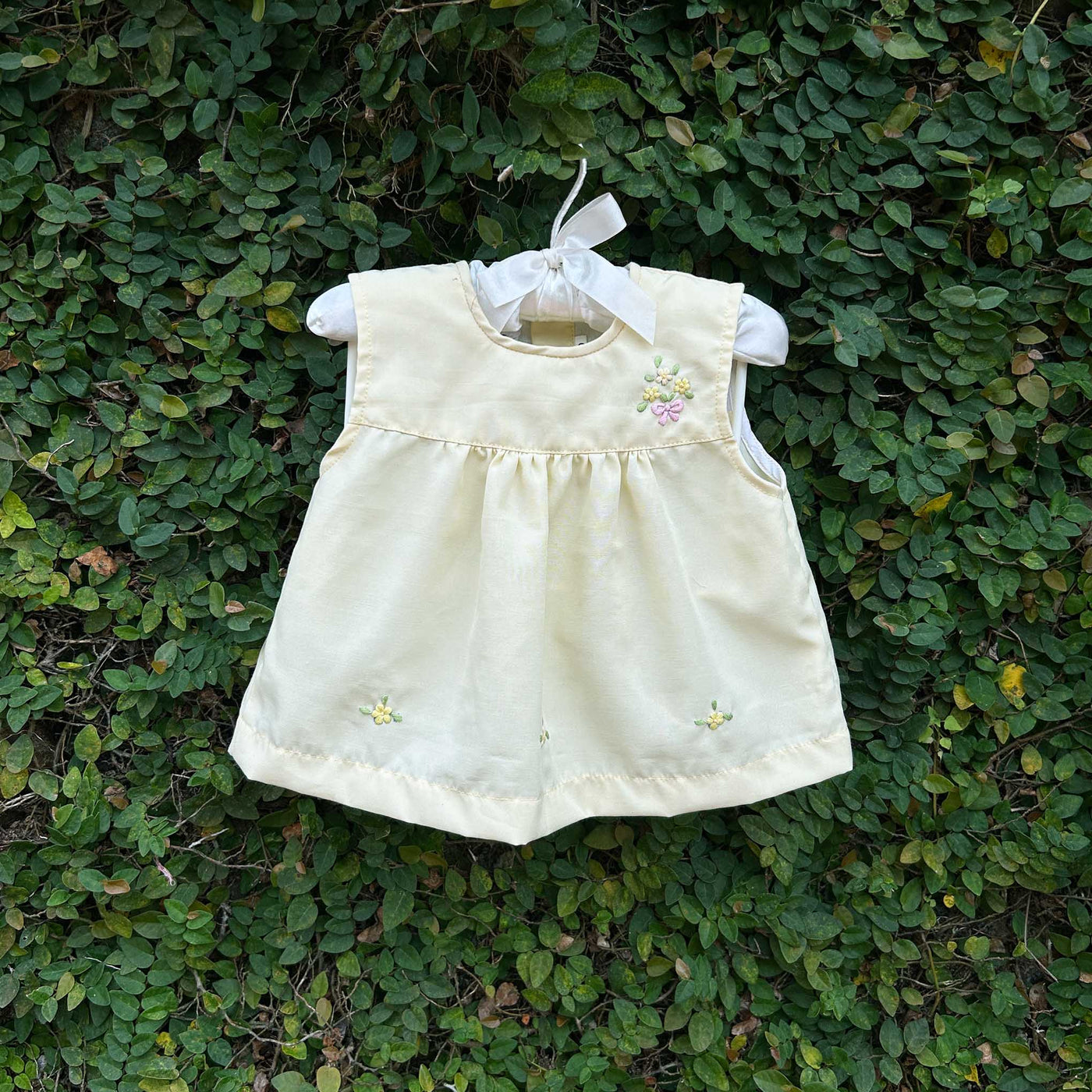 cream hand embroidered baby dress