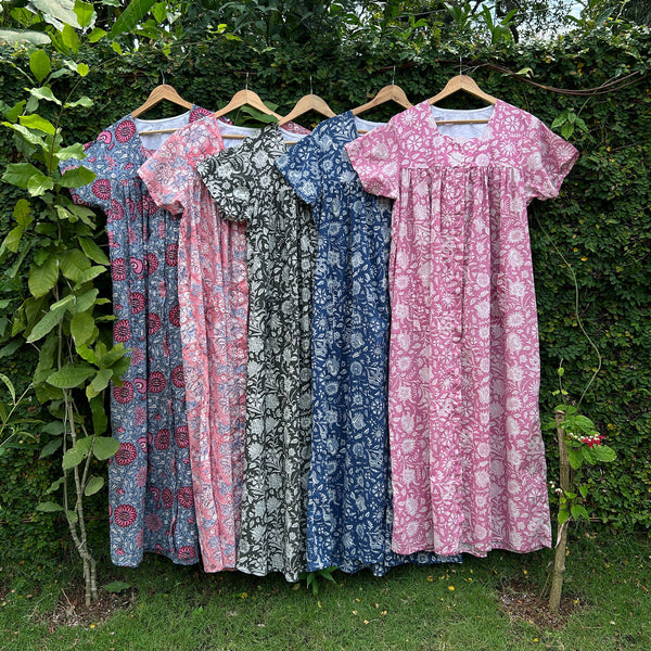 Stylish Nursing Friendly Block Printed Nightwear