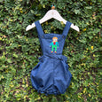 denim embroidered baby romper