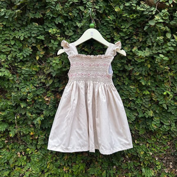 grey smocked baby dress