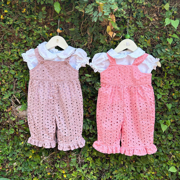 cotton eyelet rompers