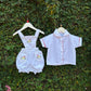white embroidered dungaree set