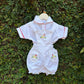 Hen And Floral Hand Embroidered Dungarees Set