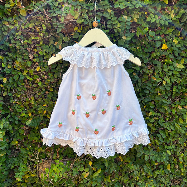 strawberry embroidered sleeveless dress