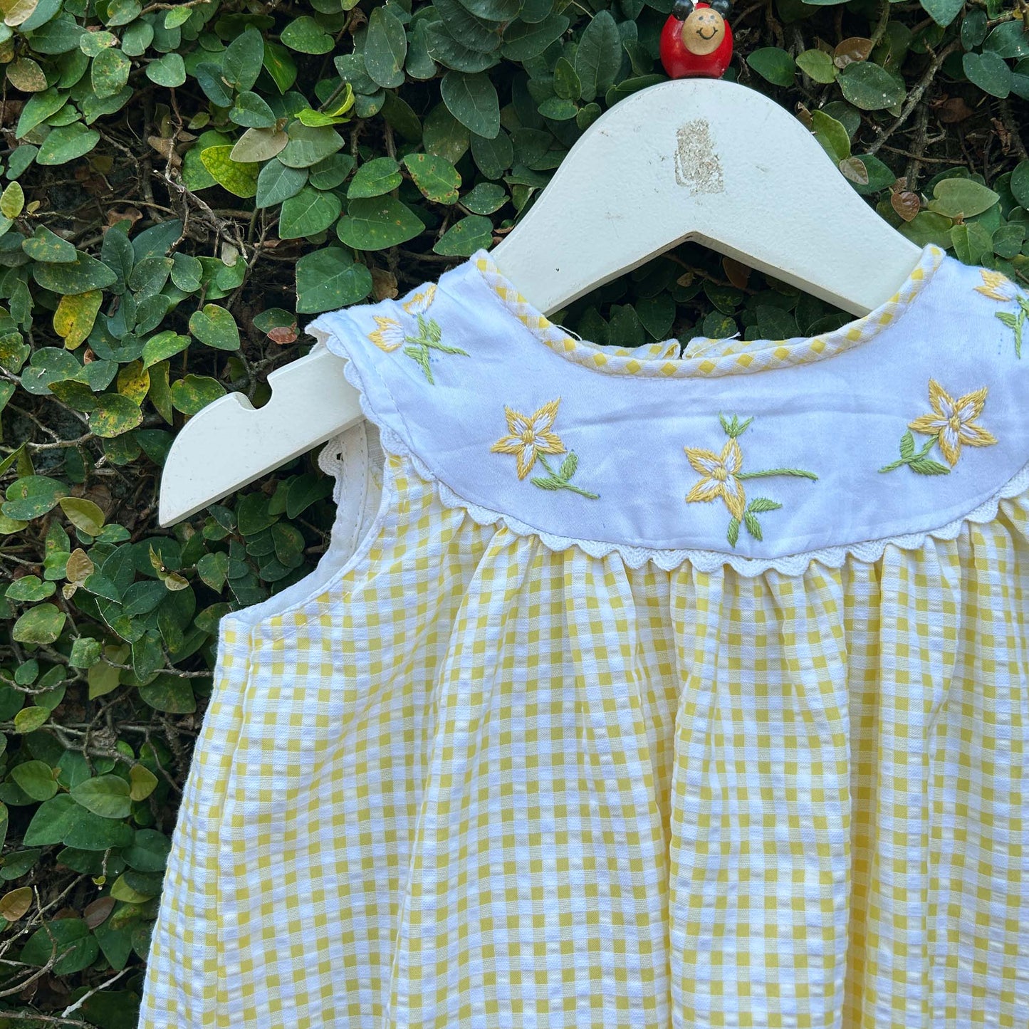 Comfy Gingham Dress with Floral Embroidery