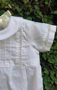 Baptism White Romper With Lace Inserts