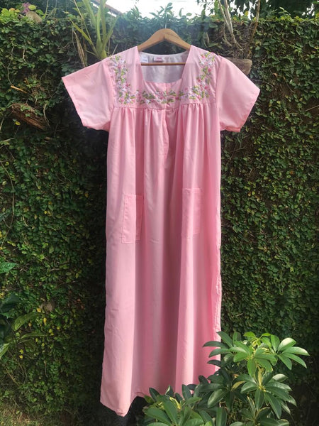 pink front open maternity nighty