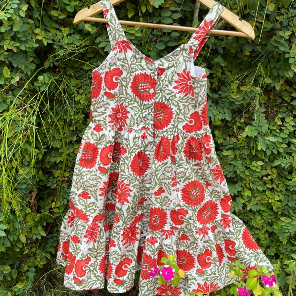 Botanical - Sleeveless Button Down Dress for Girls