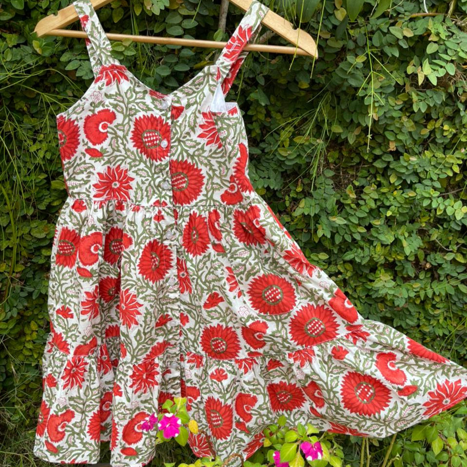 Botanical - Sleeveless Button Down Dress for Girls