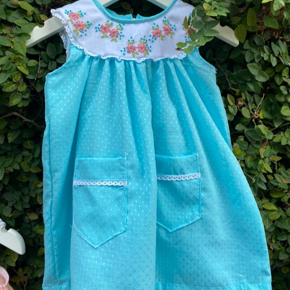 Classic Embroidered Smocking Satin Dress