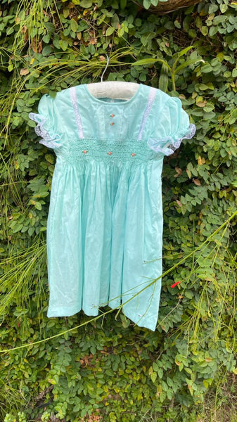 mint blue smock baby dress
