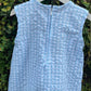 Cotton Seersucker Sleeveless Tulip Appliqué Dress