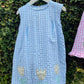 Cotton Seersucker Sleeveless Tulip Appliqué Dress