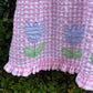 Cotton Seersucker Sleeveless Tulip Appliqué Dress