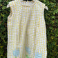 Cotton Seersucker Sleeveless Tulip Appliqué Dress