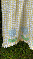 Cotton Seersucker Sleeveless Tulip Appliqué Dress