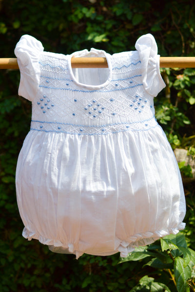 smocked cotton baby romper