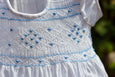 WHITE N BLUE SMOCKED COTTON ROMPER