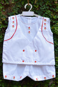 red capped pixies baby suit