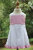 Flowered Button Dress with Hakoba Skirt