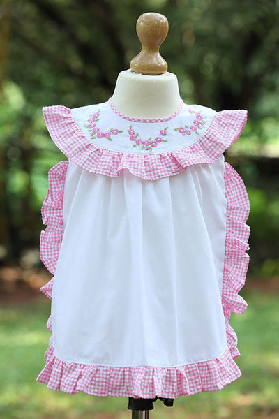 Gingham Frilled Flowered Pattern Dress