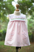 Baby Pink Sleeveless Frock with Embroidered Pockets