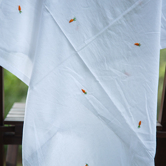 Cotton White Sheet with Carrot Motifs