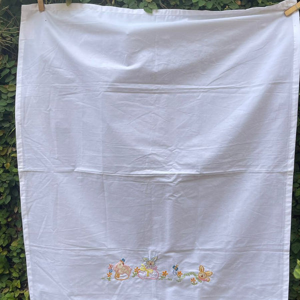 embroidered bunny baby small sheet