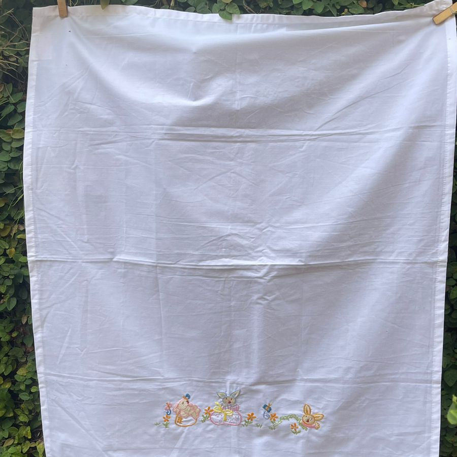 embroidered bunny baby small sheet