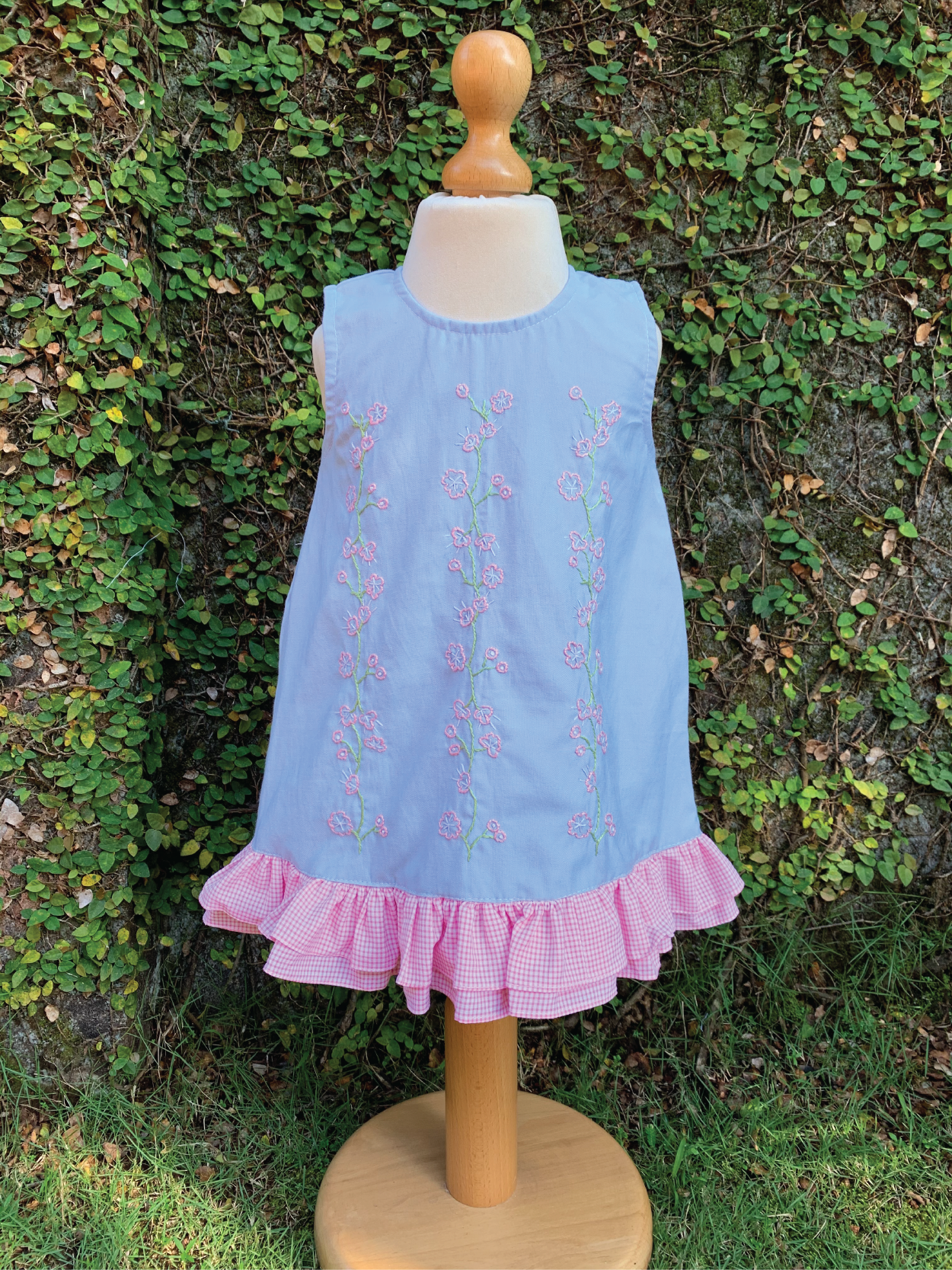 hand embroidered demin blue dress
