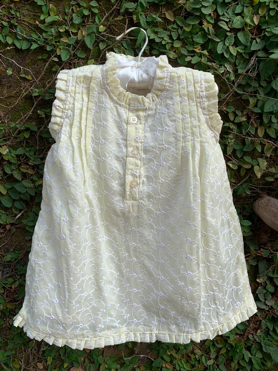 Frill Neck Hakoba Top with Buttons