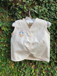 Hand Embroidered Front Open Vest with Flowers