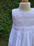 Hopscotch - White Smocking Dress in Pure Cotton