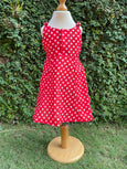 elegant polka dotted red dress