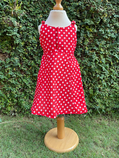 elegant polka dotted red dress