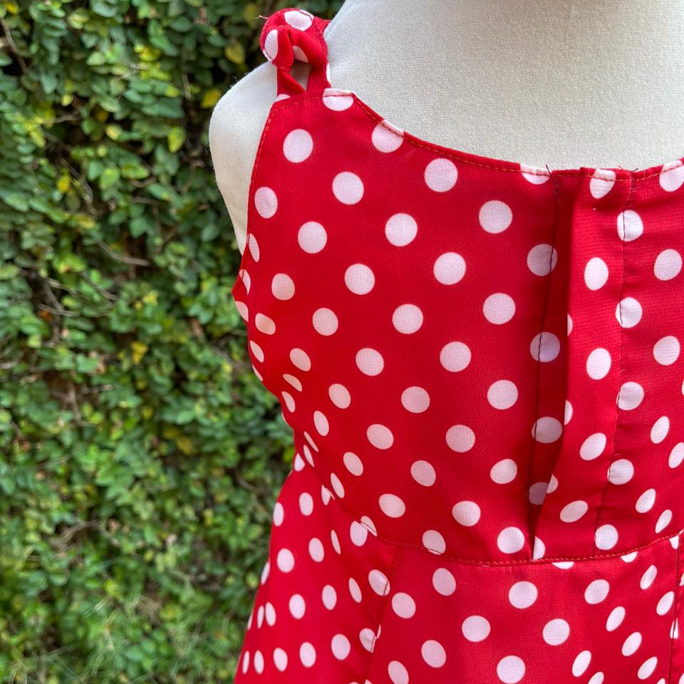 Elegant Polka Dotted Red Dress