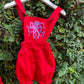 Hand Embroidered Cotton Red Romper