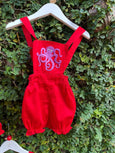 Hand Embroidered Cotton Red Romper