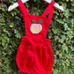 Hand Embroidered Cotton Red Romper