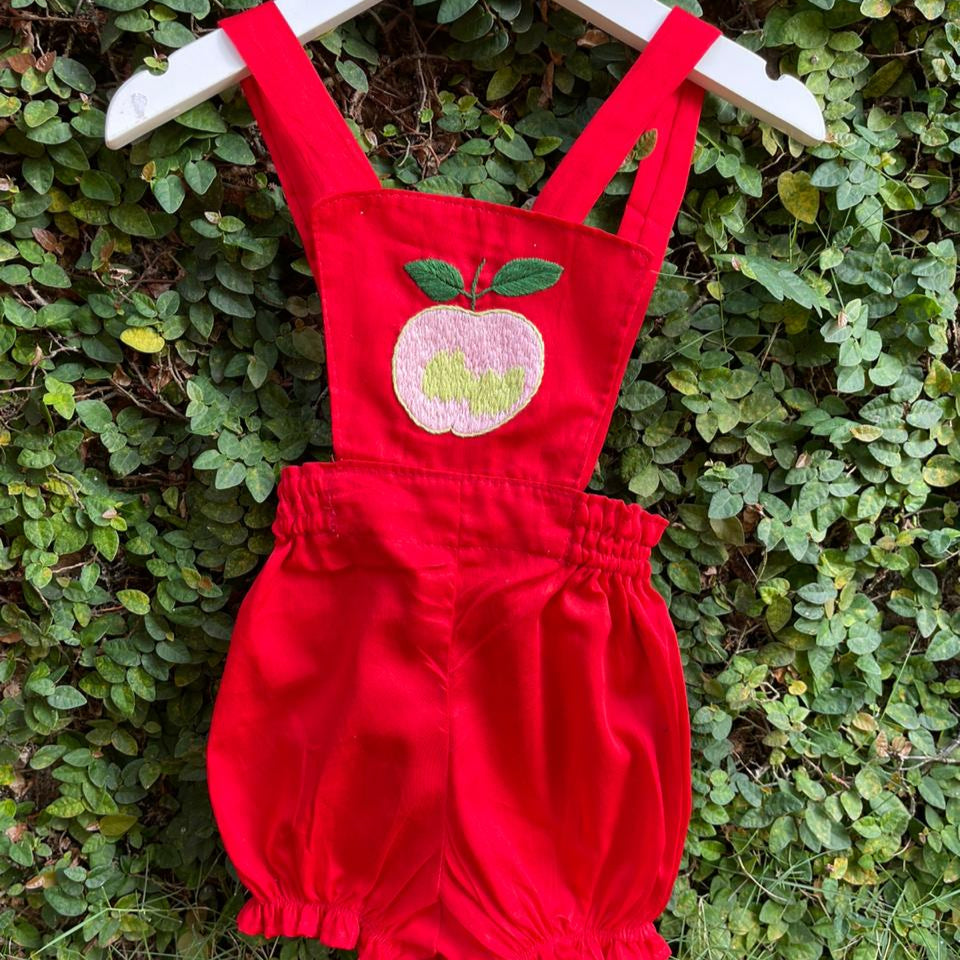 Hand Embroidered Cotton Red Romper